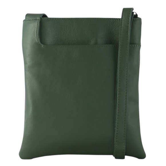 DIAS Green Leather Crossbody Bag Small Shoulder Purse Zip Adjustable Strap - Picture 2 of 3